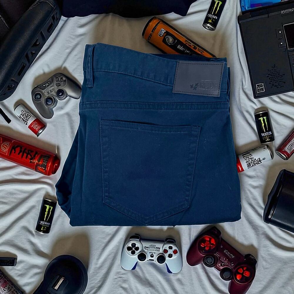 RUDE Hot Topic NWT Men's 38 Dark Navy Blue Skinny Chino Pants Light Stretch